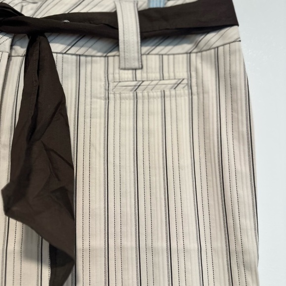 NWOT The Loft Marisa Sz: 8 Wide Leg Cream Vertical Striped Dress Pant w/tie Belt - Picture 9 of 13